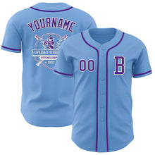 Laden Sie das Bild in den Galerie-Viewer, Custom Light Blue Purple-White Authentic Baseball Jersey