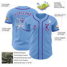 Laden Sie das Bild in den Galerie-Viewer, Custom Light Blue Purple-White Authentic Baseball Jersey