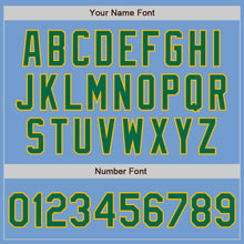 Laden Sie das Bild in den Galerie-Viewer, Custom Light Blue Kelly Green-Gold Authentic Baseball Jersey