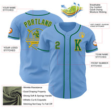 Laden Sie das Bild in den Galerie-Viewer, Custom Light Blue Kelly Green-Gold Authentic Baseball Jersey