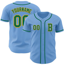 Laden Sie das Bild in den Galerie-Viewer, Custom Light Blue Kelly Green-Gold Authentic Baseball Jersey