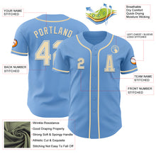 Laden Sie das Bild in den Galerie-Viewer, Custom Light Blue Cream Authentic Baseball Jersey