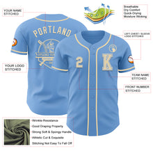 Laden Sie das Bild in den Galerie-Viewer, Custom Light Blue Cream Authentic Baseball Jersey