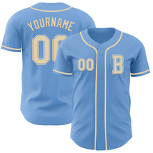 Laden Sie das Bild in den Galerie-Viewer, Custom Light Blue Cream Authentic Baseball Jersey