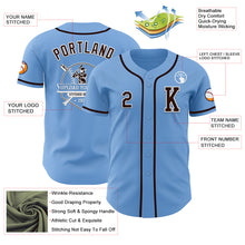 Laden Sie das Bild in den Galerie-Viewer, Custom Light Blue Brown-White Authentic Baseball Jersey