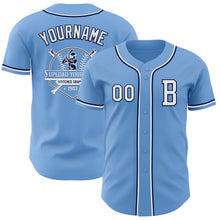 Laden Sie das Bild in den Galerie-Viewer, Custom Light Blue White-Navy Authentic Baseball Jersey