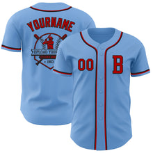 Laden Sie das Bild in den Galerie-Viewer, Custom Light Blue Red-Black Authentic Baseball Jersey