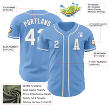 Laden Sie das Bild in den Galerie-Viewer, Custom Light Blue White-Gray Authentic Baseball Jersey