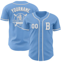 Laden Sie das Bild in den Galerie-Viewer, Custom Light Blue White-Gray Authentic Baseball Jersey