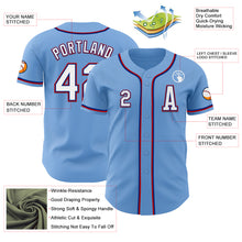 Laden Sie das Bild in den Galerie-Viewer, Custom Light Blue Royal-Red Authentic Baseball Jersey