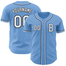 Laden Sie das Bild in den Galerie-Viewer, Custom Light Blue White-Black Authentic Baseball Jersey
