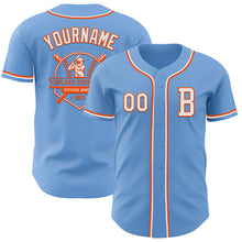 Laden Sie das Bild in den Galerie-Viewer, Custom Light Blue White-Orange Authentic Baseball Jersey