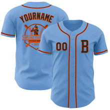 Laden Sie das Bild in den Galerie-Viewer, Custom Light Blue Black-Orange Authentic Baseball Jersey