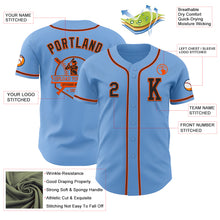 Laden Sie das Bild in den Galerie-Viewer, Custom Light Blue Black-Orange Authentic Baseball Jersey