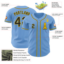 Laden Sie das Bild in den Galerie-Viewer, Custom Light Blue Black-Yellow Authentic Baseball Jersey