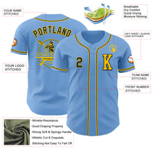 Laden Sie das Bild in den Galerie-Viewer, Custom Light Blue Black-Yellow Authentic Baseball Jersey
