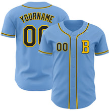 Laden Sie das Bild in den Galerie-Viewer, Custom Light Blue Black-Yellow Authentic Baseball Jersey