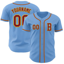 Laden Sie das Bild in den Galerie-Viewer, Custom Light Blue Crimson-Yellow Authentic Baseball Jersey