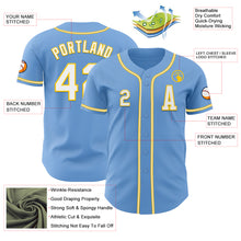 Laden Sie das Bild in den Galerie-Viewer, Custom Light Blue White-Yellow Authentic Baseball Jersey