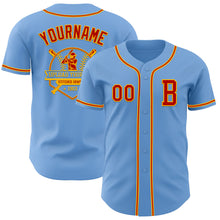 Laden Sie das Bild in den Galerie-Viewer, Custom Light Blue Red-Gold Authentic Baseball Jersey