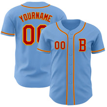Laden Sie das Bild in den Galerie-Viewer, Custom Light Blue Red-Gold Authentic Baseball Jersey