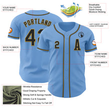 Laden Sie das Bild in den Galerie-Viewer, Custom Light Blue Black-Old Gold Authentic Baseball Jersey