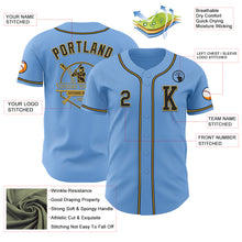 Laden Sie das Bild in den Galerie-Viewer, Custom Light Blue Black-Old Gold Authentic Baseball Jersey