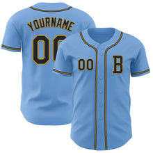 Laden Sie das Bild in den Galerie-Viewer, Custom Light Blue Black-Old Gold Authentic Baseball Jersey