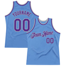 Загрузить изображение в средство просмотра галереи, Custom Light Blue Purple-Gray Authentic Throwback Basketball Jersey