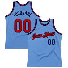 Загрузить изображение в средство просмотра галереи, Custom Light Blue Red-Navy Authentic Throwback Basketball Jersey