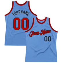 Загрузить изображение в средство просмотра галереи, Custom Light Blue Red-Black Authentic Throwback Basketball Jersey