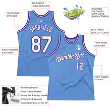 Загрузить изображение в средство просмотра галереи, Custom Light Blue White-Purple Authentic Throwback Basketball Jersey