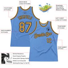 Загрузить изображение в средство просмотра галереи, Custom Light Blue Old Gold-Black Authentic Throwback Basketball Jersey