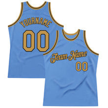 Загрузить изображение в средство просмотра галереи, Custom Light Blue Old Gold-Black Authentic Throwback Basketball Jersey