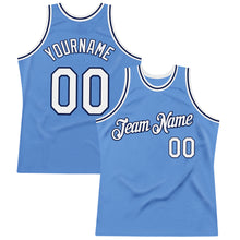 Загрузить изображение в средство просмотра галереи, Custom Light Blue White-Navy Authentic Throwback Basketball Jersey