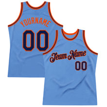 Laden Sie das Bild in den Galerie-Viewer, Custom Light Blue Navy-Orange Authentic Throwback Basketball Jersey