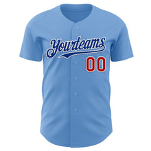 Load image into Gallery viewer, Custom Light Blue Red White-Royal Authentic Baseball Jersey