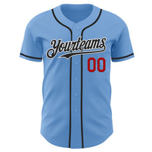 Laden Sie das Bild in den Galerie-Viewer, Custom Light Blue Black White-Red Authentic Baseball Jersey
