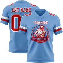 Laden Sie das Bild in den Galerie-Viewer, Custom Light Blue Red-White Authentic Football Jersey