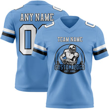 Load image into Gallery viewer, Custom Light Blue White-Black Authentic Football Jersey