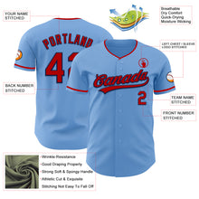 Load image into Gallery viewer, Custom Light Blue Red-Navy Authentic Baseball Jersey