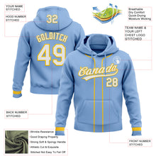Load image into Gallery viewer, Custom Stitched Light Blue White-Yellow Baseball Pullover Sweatshirt Hoodie