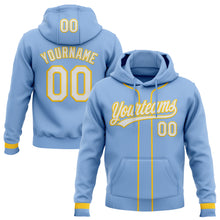 Load image into Gallery viewer, Custom Stitched Light Blue White-Yellow Baseball Pullover Sweatshirt Hoodie