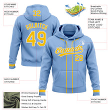Load image into Gallery viewer, Custom Stitched Light Blue Yellow-White Baseball Pullover Sweatshirt Hoodie