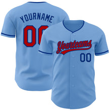 Load image into Gallery viewer, Custom Light Blue Red-Royal Authentic Baseball Jersey