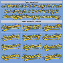 Load image into Gallery viewer, Custom Light Blue Yellow-Royal Authentic Baseball Jersey