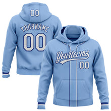 Load image into Gallery viewer, Custom Stitched Light Blue White-Royal Baseball Pullover Sweatshirt Hoodie