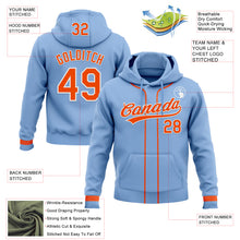Load image into Gallery viewer, Custom Stitched Light Blue Orange-White Baseball Pullover Sweatshirt Hoodie