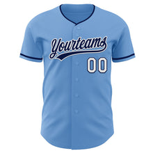 Laden Sie das Bild in den Galerie-Viewer, Custom Light Blue Navy-White Authentic Baseball Jersey