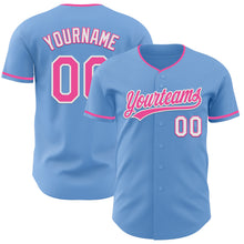 Charger l'image dans la galerie, Custom Light Blue Pink-White Authentic Baseball Jersey